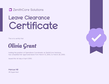 Free Modern Leave Clearance Certificate Template to Edit Online