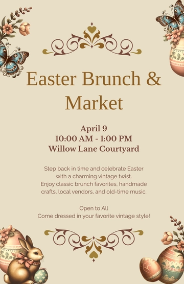 Free Vintage Easter Poster Design Template to Edit Online