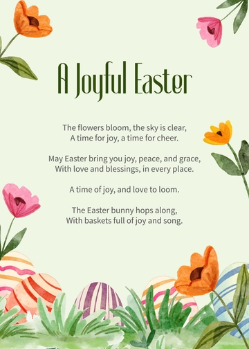 Free Easter Wishes Poem Template to Edit Online