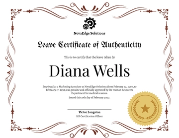 Free Leave Certificate of Authenticity Template to Edit Online