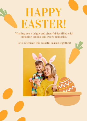 Free Orange Easter Photo Card Template to Edit Online