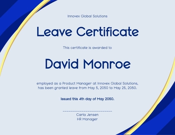 Free Leave Certificate for Visa Application Template to Edit Online