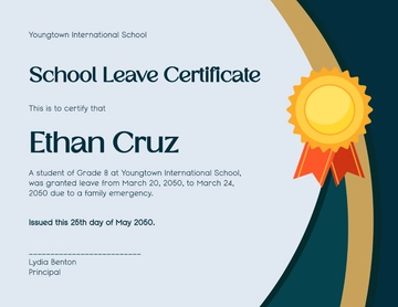 Free Simple School Leave Certificate Template to Edit Online