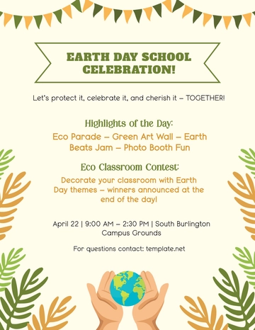 Free Earth Day Flyer for Schools Template to Edit Online