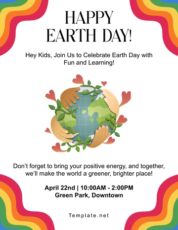 Colorful Earth Day Flyer  for Kids Template to Download
