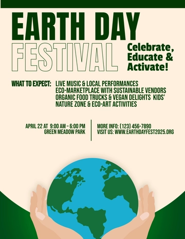 Free Earth Day Festival Flyer Template to Edit Online