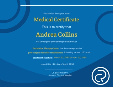 Free Medical Certificate Template for Physio Treatment to Edit Online