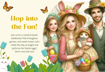 Free Colorful Easter Party Card Template to Edit Online