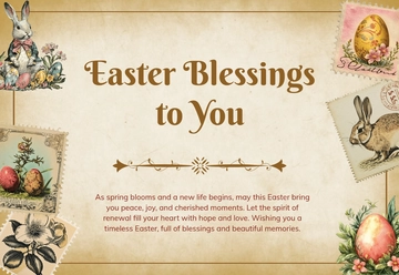 Free Vintage Easter Card Design Template to Edit Online