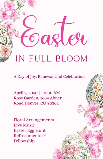 Free Pink Floral Easter Poster Template to Edit Online