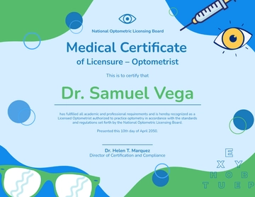 Free Medical Optometrist Certificate Template to Edit Online