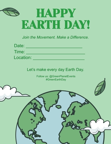 Free Blank Green Earth Day Flyer Template to Edit Online