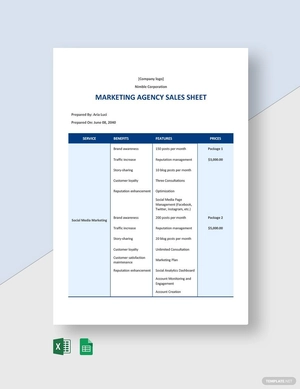 Marketing Agency Sales Sheet Template