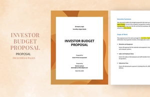 Investor Budget Proposal Template