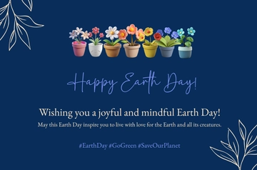 Free Blue Earth Day Wishes Banner Template to Edit Online