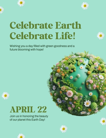 Free Simple Earth Day Wishes Flyer Template to Edit Online