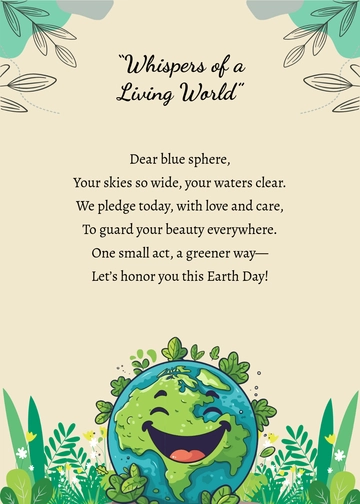 Aesthetic Earth Day Wishes Poem Template to Download