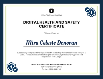 Free Digital Health and Safety Certificate Design Template to Edit Online