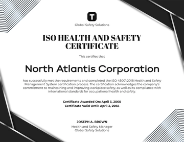 Free ISO Health and Safety Certificate Template to Edit Online
