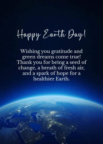 Free Earth Day Thank You Wishes Template to Edit Online