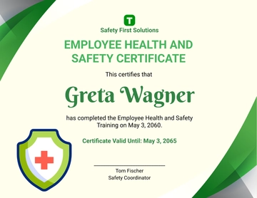 Free Employee Health and Safety Certificate Template to Edit Online