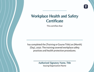 Free Blank Workplace Health and Safety Certificate Template to Edit Online