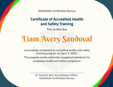 Free Accredited Health and Safety Certificate Template to Edit Online