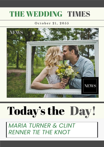 Free Aesthetic Wedding Newspaper Template to Edit Online