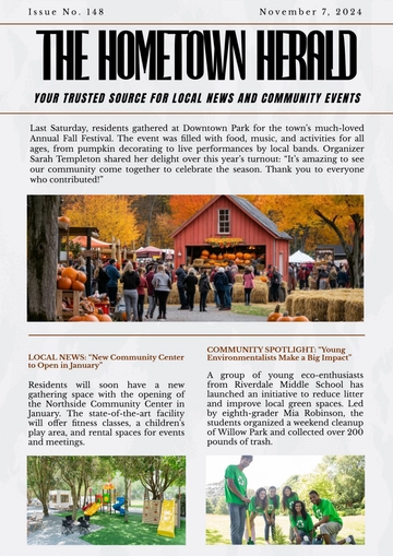 Free Basic Newspaper Format Template to Edit Online
