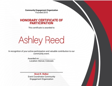 Free Honorary Certificate of Participation Template to Edit Online