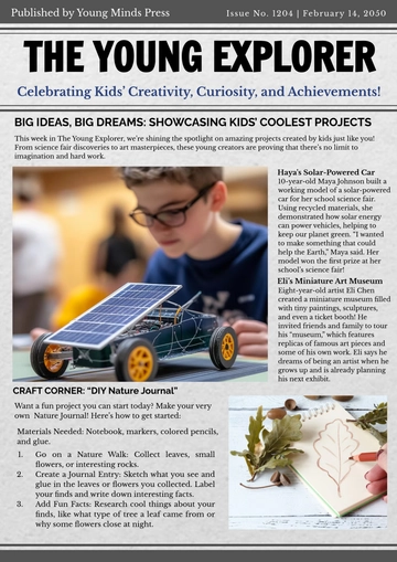 Free Kids Project Newspaper Template to Edit Online