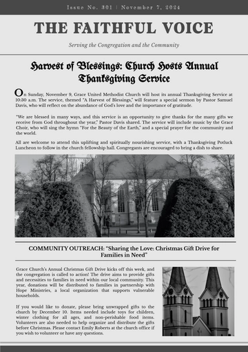 Free Church Bulletin Newspaper Template to Edit Online