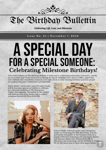 Free Birthday Newspaper Cover Template to Edit Online