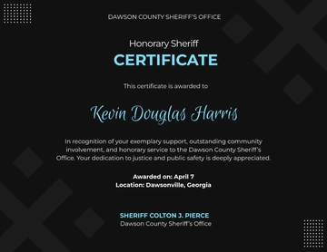Free Honorary Sheriff Certificate Template to Edit Online
