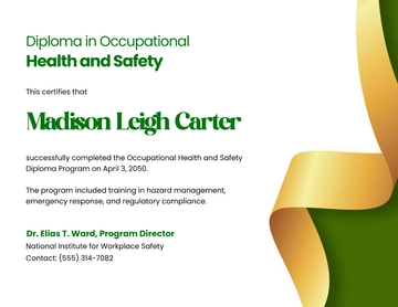 Free Health and Safety Diploma Certificate Template to Edit Online
