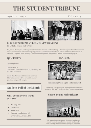 Free Creative Students Newspaper Template to Edit Online