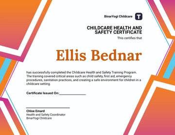 Free Colorful Childcare Health and Safety Certificate Template to Edit Online