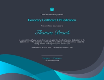 Free Honorary Certificate of Dedication Template to Edit Online