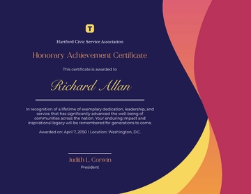 Free Honorary Lifetime Achievement Certificate Template to Edit Online