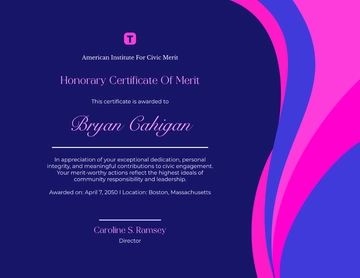 Free Honorary Certificate of Merit Template to Edit Online