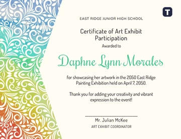 Free Painting Exhibition Certificate Design Template to Edit Online