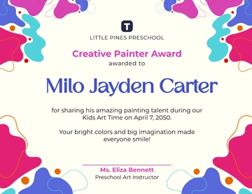 Free Aesthetic Kids Painting Certificate Template to Edit Online