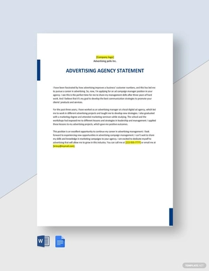 Advertising Agency Statement Template
