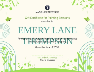 Free Green Painting Gift Certificate Template to Edit Online