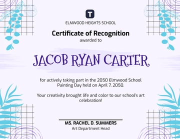 Free Painting Certificate for School Template to Edit Online
