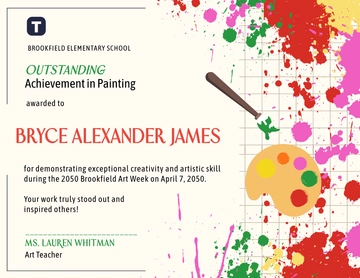 Free Outstanding Painting Certificate Template to Edit Online
