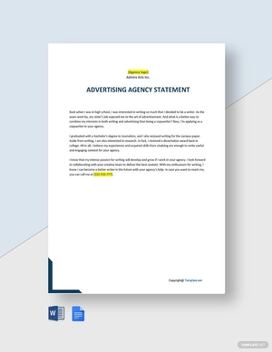 Simple Advertising Agency Statement Template