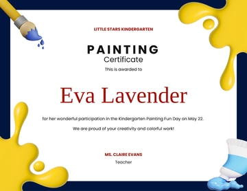 Free Painting Certificate for Kindergarten Template to Edit Online