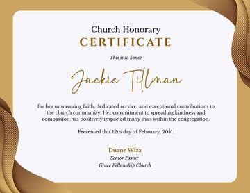 Free Customizable Church Honorary Certificate Template to Edit Online