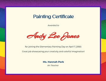 Free Rainbow Background Painting Certificate Template to Edit Online